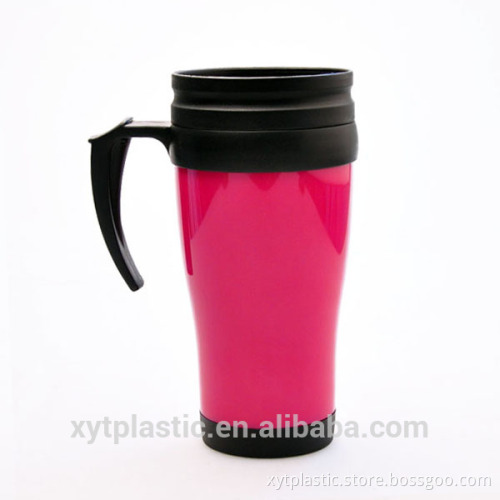 Coffee bar swirl mouth large white plastic coffe cup with handle